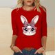 thumbnail image 5 of Camisetas Casuales de las Mujeres Impresas 3/4 Manga Cuello Redondo Blusa, Moda Ligera Superior para el Hogar Y el Uso Diario, Cómoda Imitación de la Tela Del Estante, 5 of 7