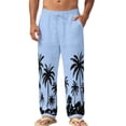 thumbnail image 2 of Zorckvet Elastic Waist Pants for Men Beach Hawaii Flax with Pockets Casual Mens Pant, 2 of 7