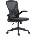 thumbnail image 1 of Black Mesh Office Chair with Lumbar Support, Swivel Task Chair with Flip-Up Armrests, Adjustable Height and Tilt, Breathable Nylon Desk Chair for Home Office and Study, 24.4"W, 1 of 7