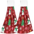 thumbnail image 2 of SKYSONIC 2 Pack Christmas Snowman Hand Towels, Soft and Absorbent Kitchen Towels with Hanging Loop Microfiber Tie Towel for Bathroom, Laundry Room, Farmhouse, 14" x18.2", 2 of 7