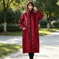 thumbnail image 2 of Yongwang Outdoor Rain Poncho for Women Waterproof Hooded Raincoat Lightweight Zip Up Raincoat with Pocket, 2 of 7
