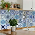 thumbnail image 3 of Mi Alma Light Blue Floral Peel & Stick Tiles - Vinyl Backsplash 8x8, 3 of 11