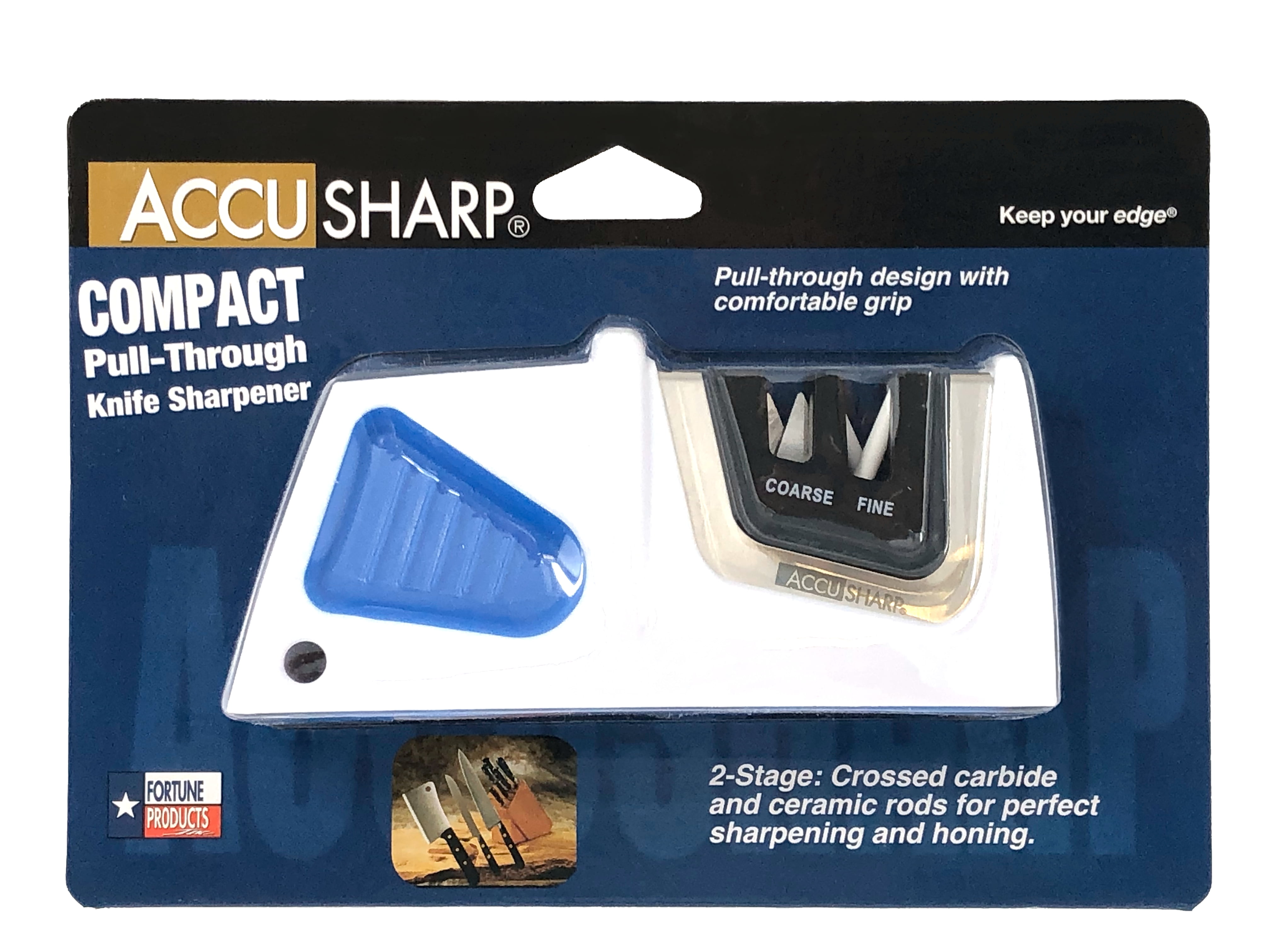AccuSharp 2-Stage Pull-Through Knife Sharpener - Diamond-Honed Tungsten  Carbide Rust-Free Sharpener For Sharpening & Honing Blades Kitchen, Chef's
