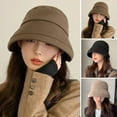 thumbnail image 2 of Mosey Women Fisherman Hat Winter Cap Sun Protection Windproof Thick Cold Resistant Solid Color Flat Top Soft Lady Outdoor Basin Cap Headwear, 2 of 8