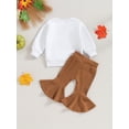 thumbnail image 4 of Wassery 2PCS Toddler Baby Girl Fall Outfits Set 6M 12M 18M 24M 3T 4T Infant Halloween Clothes Long Sleeve Letters Print Sweatshirt Tops+ Bell Bottoms + Headband Set, 4 of 8