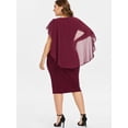 thumbnail image 3 of AURA Women's Plus Size Chiffon Ruffle Flattering Cape Sleeve Bodycon Pencil Dress, 3 of 4