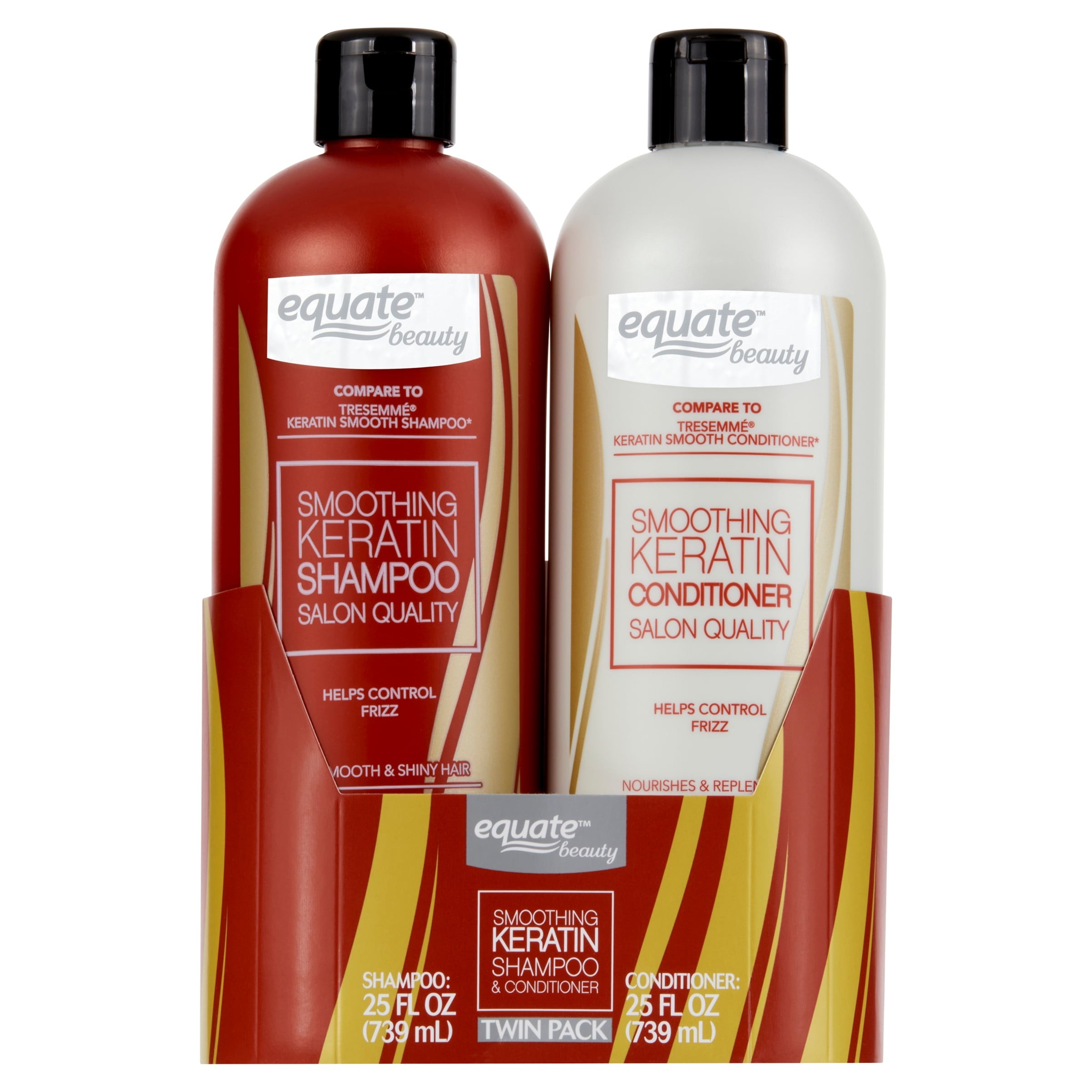 Equate Beauty Smoothing Keratin Moisturizing Texturizing Daily Shampoo &  Conditioner, Full Size Set, 2 Piece 