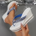 thumbnail image 6 of SACFOF Rhinestone Wedge Sandals for Women Platform Flip Flops Women's T-Strap Sandals Comfortable Walking Open Toe Slippers Casual Summer Beach Sparkly Slip On Slides Wedding Party Dress Shoes, 6 of 6