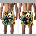 thumbnail image 3 of luoweisi Men's Beach Shorts Quick Dry Swim Trunks with Mesh Lining Panda Sunflower M, 3 of 5