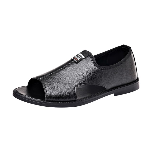 Black Sandals For Mens Breathable Soft Sole Slip On Design With Open Toe For Casual Wear And Outdoor Use In Spring Summer Seasons Size 40