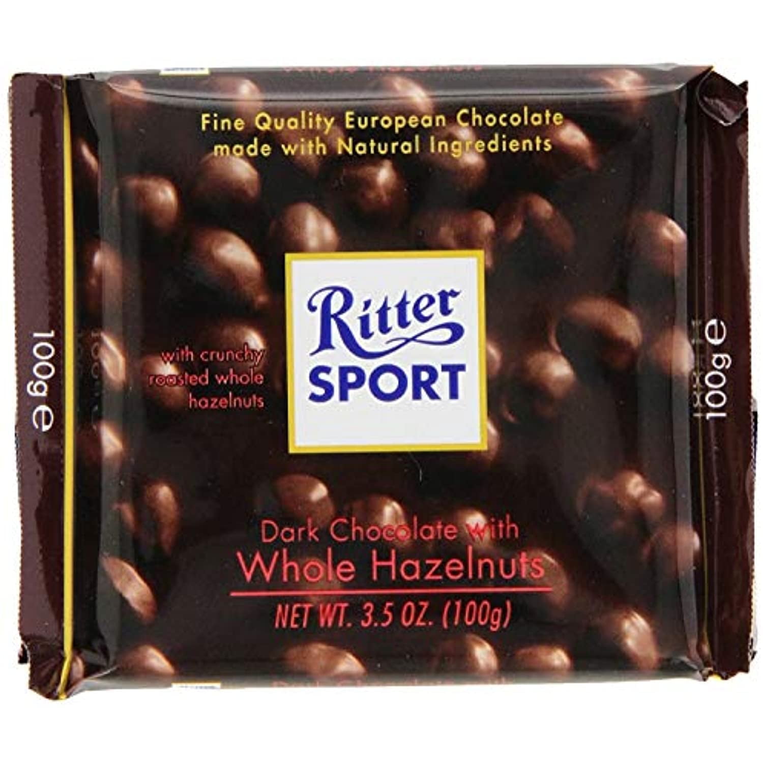 Ritter Sport , Darkc Chocolate With Whole Hazelnuts, 3.5 Oz of Each , Pack of 4