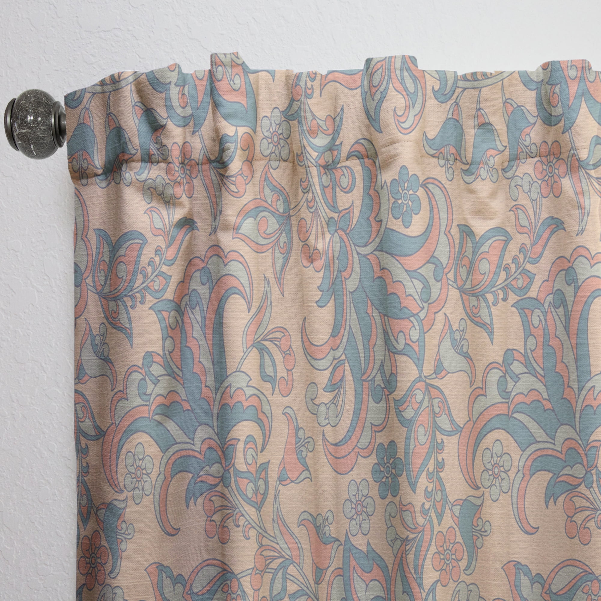 Designart 'Indian Floral Retro Batik II' Mid-Century Modern Curtain Panel