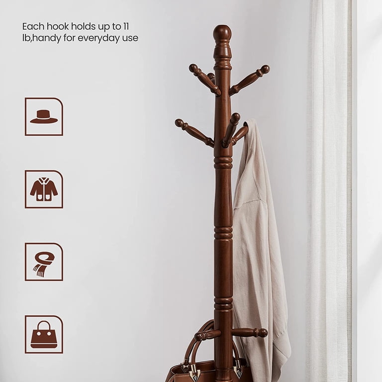 Freestanding Wooden Coat Rack with 10 Hooks photo 3