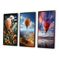 thumbnail image 3 of Designart "Exploring the Skies Coral Hot Air Balloon II" Hot Air Balloon Framed Wall Art Set Of 3 - Coral Hot Air Balloon Frame Canvas Set For Living Room Decor, 3 of 7