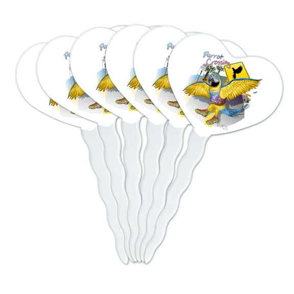 Parrot Crossing Sunglasses Tropical Vacation Route 1 Heart Love Cupcake Picks Toppers Decoration Set of 6