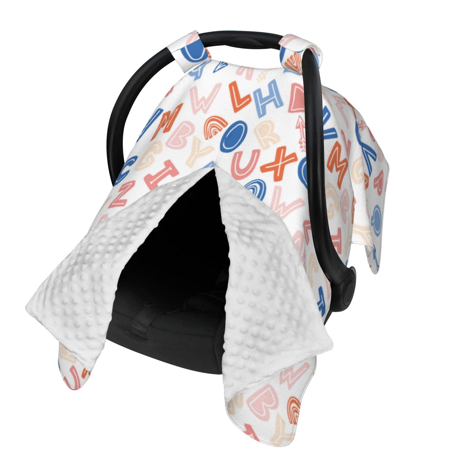 Naloa Scandinavian Alphabet Baby Car Seat Cover, Breathable Baby Carrier Cover, Multiuse Baby Carrier Cover & Nursing Breastfeeding Cover