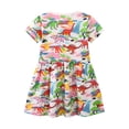 thumbnail image 2 of WIBACKER 2-7T Kids Girls Cotton Summer Jersey Dress Short Sleeve Crewneck Cartoon Dinosaur Dresses, 2 of 6