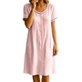 thumbnail image 6 of Horkkom T Shirt Dress Women Solid Color Short Sleeve Crew Neck Midi Dresses Summer Loose Casual Dresses, S-3XL, 6 of 9