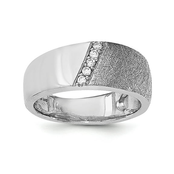 Designer Sterling Silver Polished & Textured Cz Ring Made In China -Jewelry By Sweet Pea Creations