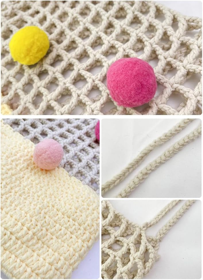 JennyShop Crochet Openwork Tote Bag for Women, Hot Sale Knitted Shoulder Bag Patchwork Color Clashing Handbag