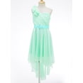 thumbnail image 3 of Hansber One Shoulder Flowers Girls Dress High Low Chiffon Wedding Bridesmaid Pageant Prom Ball Gown Mint Green 12, 3 of 7