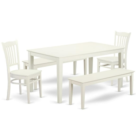 East West Furniture Dining Room Set Linen White, CAIP5C-LWH-W