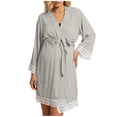 thumbnail image 3 of Sentmoon Robe Maxi de Maternité à Manches Courtes, Col en V, Robes Tropicales pour Femmes, Été 2026, Coupe Régulière, Dentelle Extensible, Bureau, Plage, Vacances, Robes pour le Travail et la Fin de Semaine, Gris G, 3 of 8
