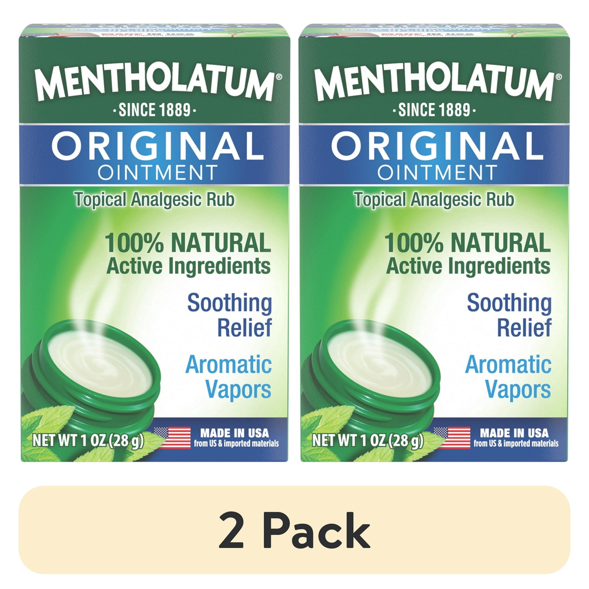 (2 pack) Mentholatum Original Chest Rub Ointment, Jar, 1oz