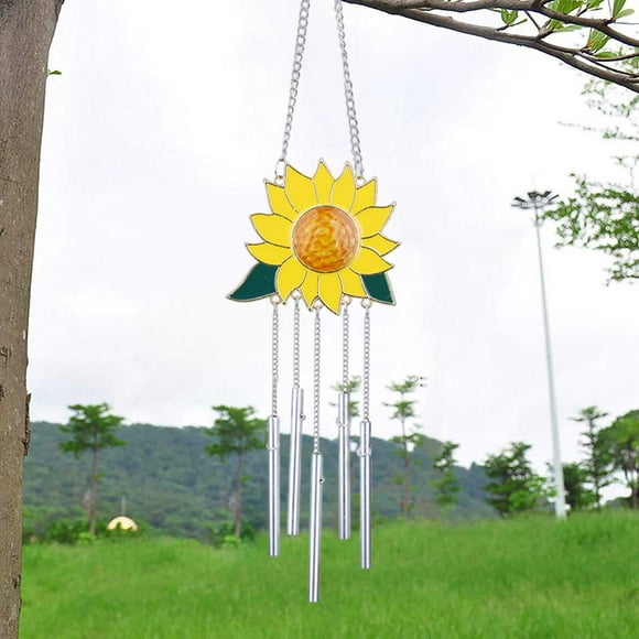 Sunjoy Tech Wind Chime with Lanyard Easy to Hang Weather Resistant Rust-Proof Clear Sound Teardrop Pendant Flower Wind Chime Garden Decor
