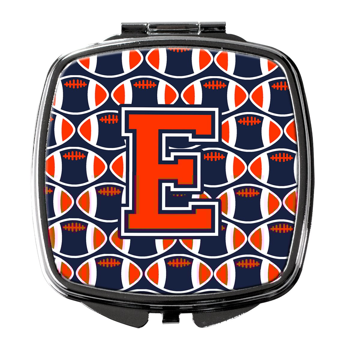 Letter E Football Orange Blue and white Compact Mirror CJ1066-ESCM