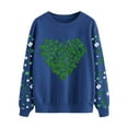 thumbnail image 4 of St Pattys Shirts Women Casual Crew Neck Pullover Shamrock Heart Print Sweatshirt Long Raglan Sleeve Tops St Patrick Shirts for Women, 4 of 5