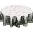 thumbnail image 1 of Winter Snowflakes Tablecloth Round 60 Inch Mountain Elk Deer Decorative Washable Polyester Table Cloth for Party Picnic Home Kitchen Decor, 1 of 6