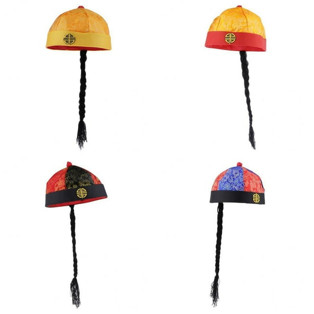 4 gorros orientales chinos para hombre con , sombrero de disfraz para de baile jinwen Gorra Oriental China