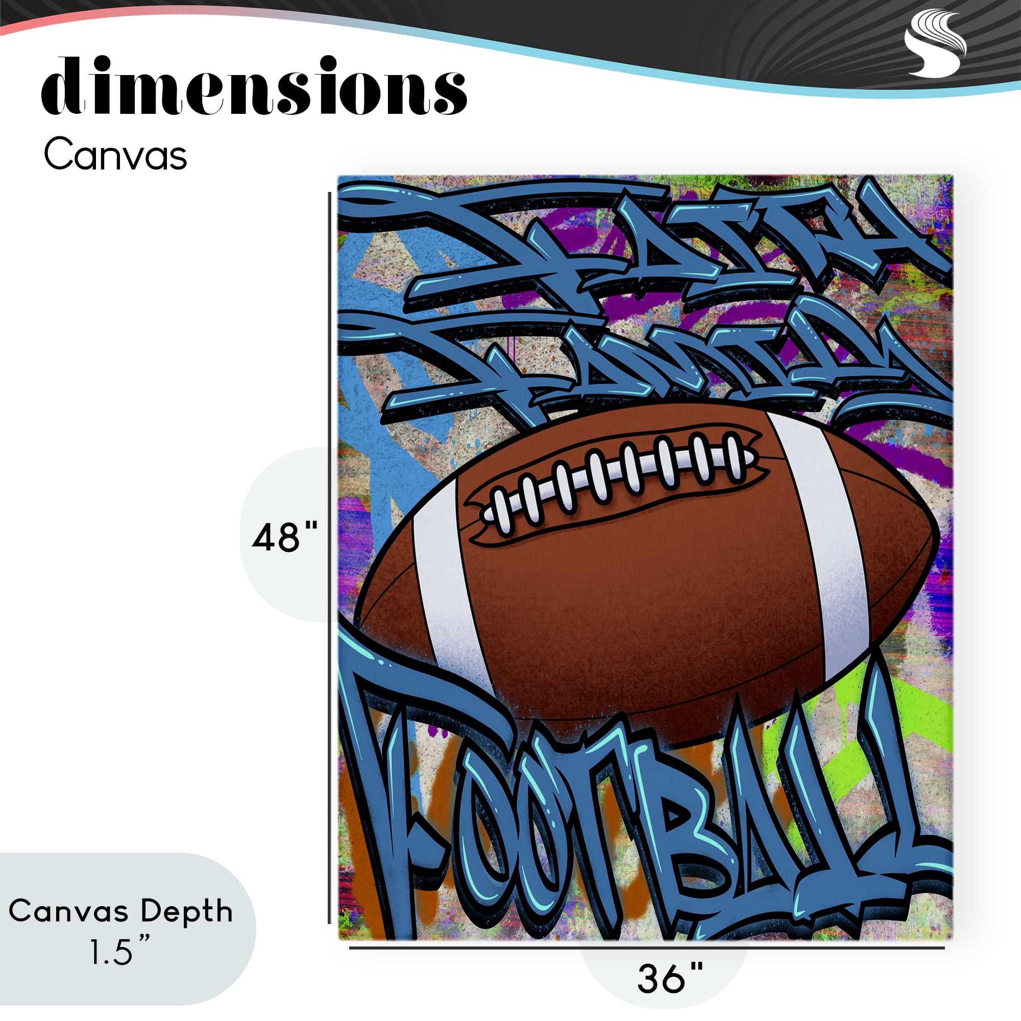 Stupell Industries Faith Family Football Graffiti Canvas Wall Art, design by Marcus Prime