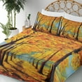 thumbnail image 5 of Ambesonne Country Fitted & Top Sheet Set with Shams, Nature Park Autumn Fall, Yellow Brown, 5 of 8