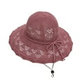 thumbnail image 5 of Eoperou Bowknot Rope Decor Adjustable Drawstring Wide Brim Beach Hat Hollow Braided Summer Sun Hat Fashion Accessories, 5 of 8