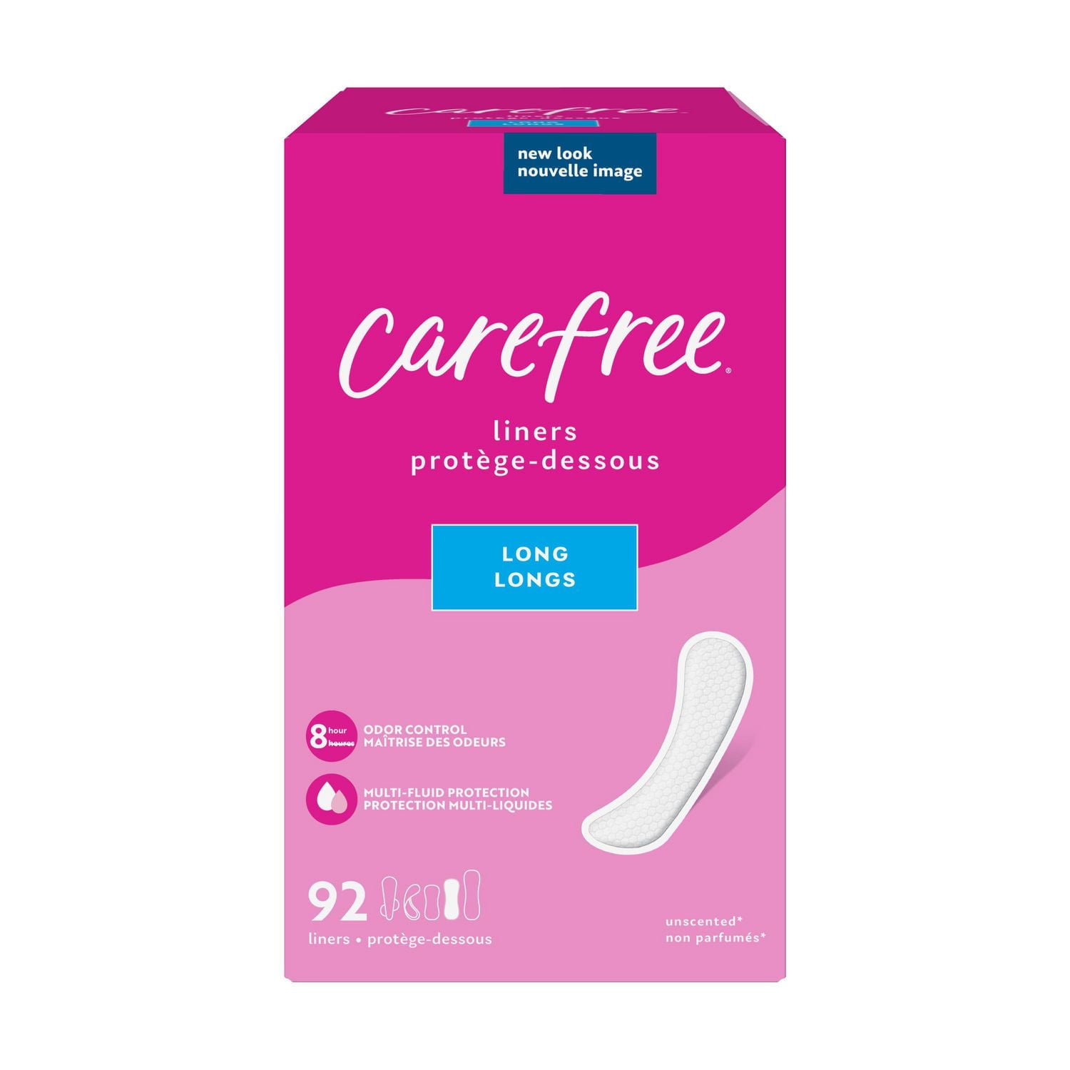 Carefree Acti-Fresh Body Shape Panty Liners Long Pack of 92 Liners, 92 Panty Liners