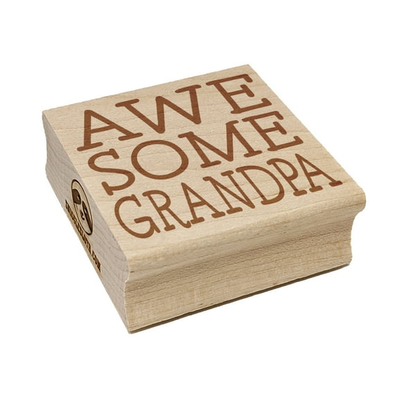 Awesome Grandpa Fun Text Square Rubber Stamp Stamping Scrapbooking Crafting - Medium 1.75in