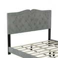 thumbnail image 3 of Queen Size Upholstered Platform Bed, Modern Velvet Platform Bed with Tufted Headboard and Rivet Design, Wooden Bed Frame with Slat Support for Kids Teens Adults, No Box Spring Needed, Gray, 3 of 7