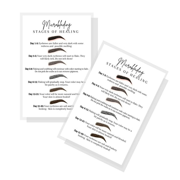 Lashicorn Eyebrow Microblading Stages of Healing Postcards |30 Pack | Size 4 x 6 inches Postcard | Micropigmentationologist | Permanent Makeup Artist | White Card Design C55