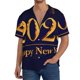 thumbnail image 1 of Fotbe 2025 Happy New Year 3 Camisa Estampada de Manga Corta para Hombre, Casual de Verano, Estilo Playero, Sin Arrugas-Large, 1 of 5