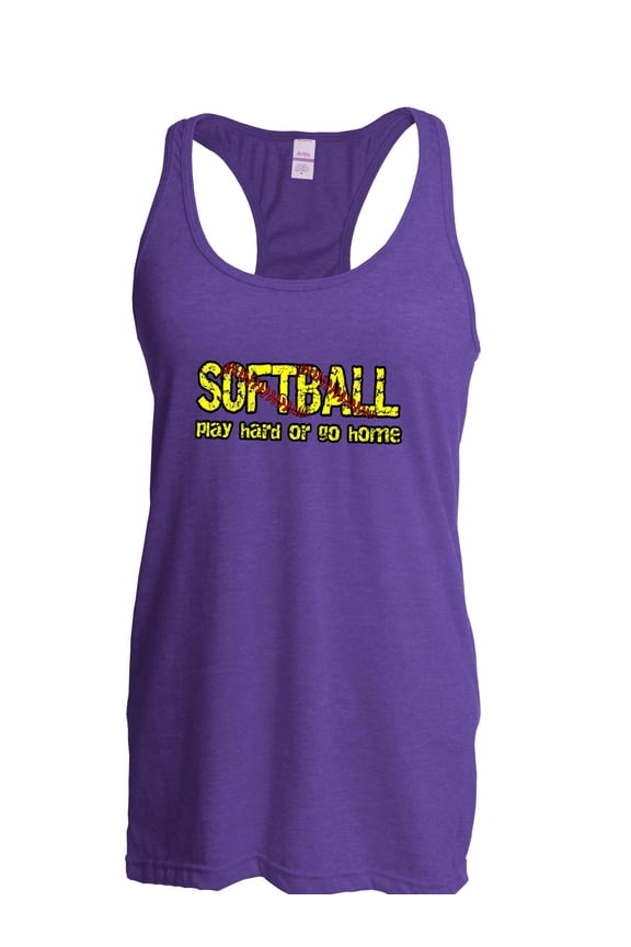 MmF - Women's Racerback Tank Top, up to Women Size 2XL - Softball Play Hard or Go Home