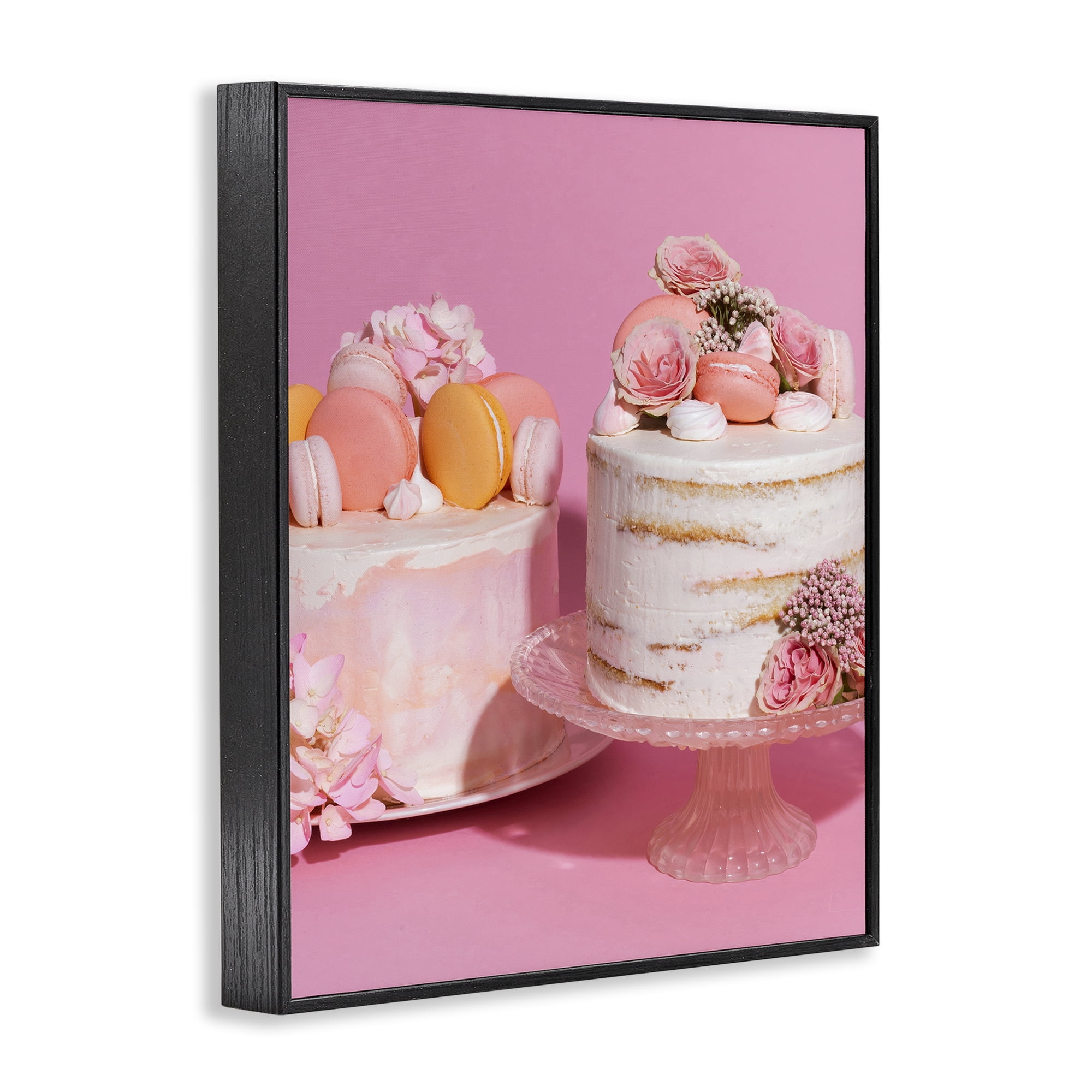 Stupell Industries Pink Pastel Macaroon Cakes Black Framed Giclee Art, design by LISH Creative