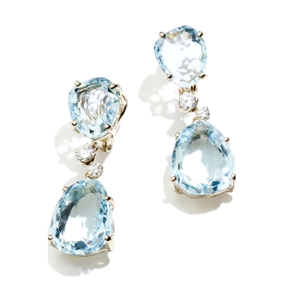 Trendy Colorful Waterdrop Cubic Zirconia Stud Earrings For Bridal Engagement Earrings Jewelry 