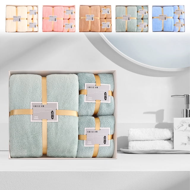 Juego de toallas de terciopelo - caja de regalo de 3 piezas (toalla de baño y 2 toallas de mano) • Muy absorbente y de secado rápido • 70x140cm y 35x75cm • Fibra beige suave