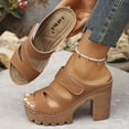 thumbnail image 5 of Modisza Women's Platform Sandals Wedges Heels Sandal Open Toe Slip on Dressy Pumps Ladies Casual Summer Beach Shoes Brown 9, 5 of 7
