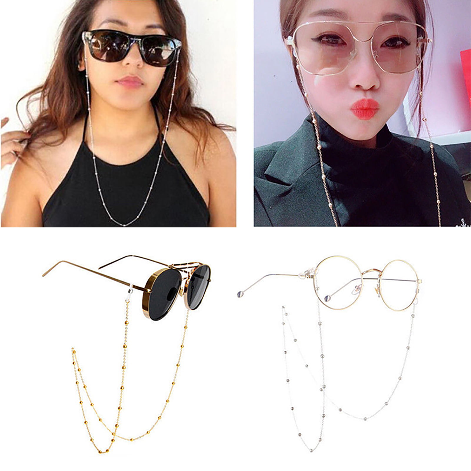 LIKGREAT Metal Flower Shaped Glasses Chain for Women Reading Eyeglasses Necklace Cords Sunglasses Strap Holder 