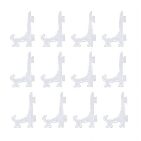 12Pcs 3 Inch Plastic Easels or Plate Holders Display Dinner Plate (Transparent)WV1276