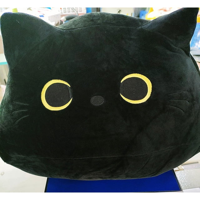Peluche de gato negro suave y creativo para el Día del Niño, lindo gato, almohada súper linda para cama