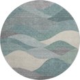 thumbnail image 2 of Addison Rugs Mayfield Premium Machine Washable Transitional Stripes Teal Round Rug, 8' x 8', 2 of 5